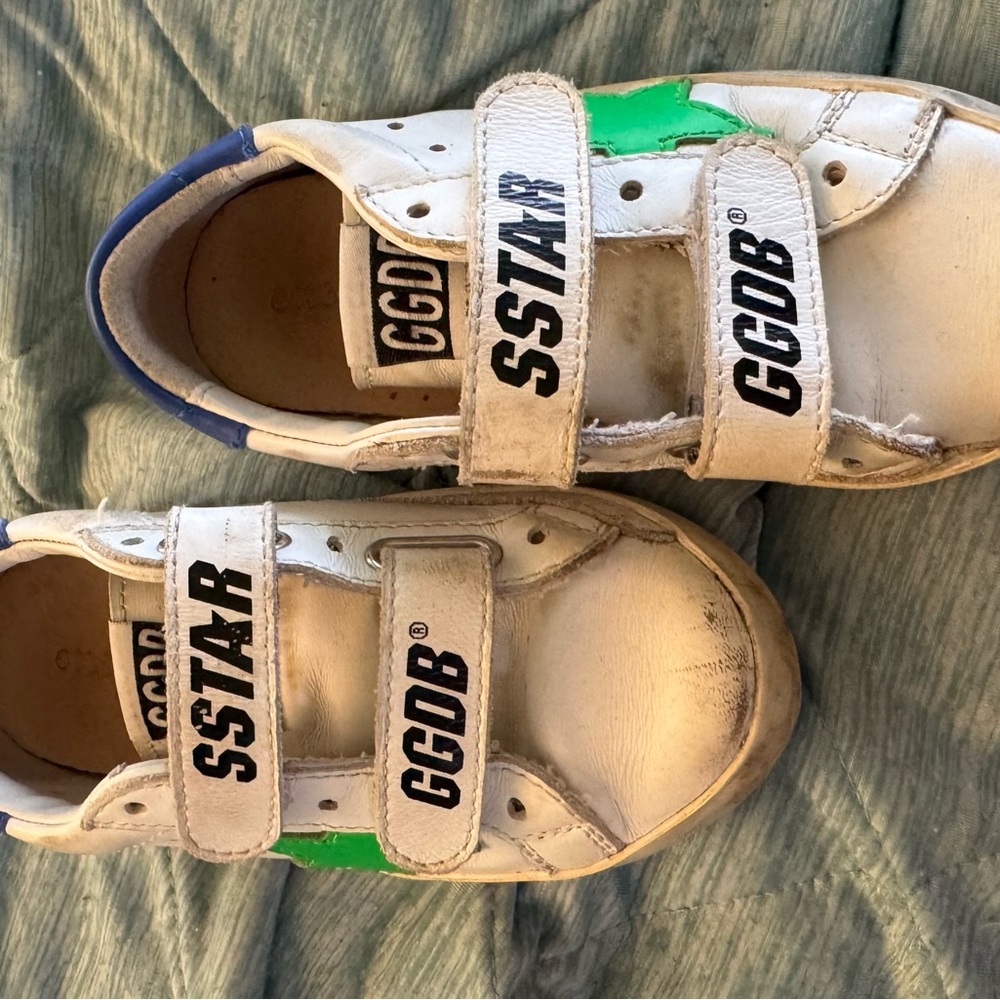 Golden Goose White and Green Sneakers with Sporty Design